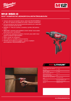 MILWAUKEE M12™ kompaktní jednorychlostní šroubovák 4933447135 A4 PDF