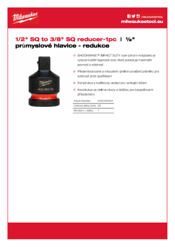 MILWAUKEE Redukce ½" čtyřhran - ⅜" čtyřhran 4932480354 A4 PDF