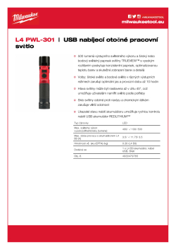 MILWAUKEE USB nabíjecí otočné pracovní světlo 4933479765 A4 PDF