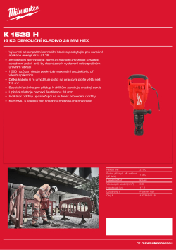 MILWAUKEE 16 kg demoliční kladivo 28 mm Hex 4933464118 A4 PDF