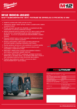 MILWAUKEE M12™ subkompaktní čistič potrubí se spirálou o průměru 6 mm 4933451635 A4 PDF