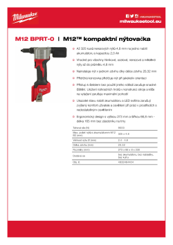 MILWAUKEE M12™ kompaktní nýtovačka 4933464404 A4 PDF