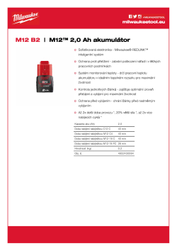 MILWAUKEE M12™ 2,0 Ah akumulátor 4932430064 A4 PDF