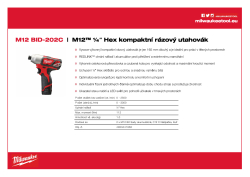 MILWAUKEE M12™ ¼″ Hex kompaktní rázový utahovák 4933441960 A4 PDF