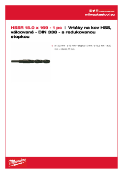 MILWAUKEE HSS DIN 338 Rollforged Drill Bits With Reduced Shank 4932373321 A4 PDF