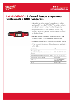 MILWAUKEE Čelová lampa s vysokou viditelností a USB nabíjením 4933479768 A4 PDF