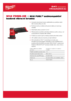 MILWAUKEE M12 FUEL™ subkompaktní bodová bruska 4933479680 A4 PDF