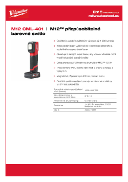 MILWAUKEE M12™ přizpůsobitelné světlo 4933479366 A4 PDF