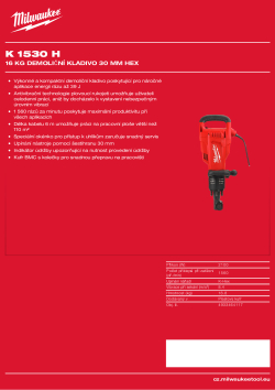 MILWAUKEE 16 kg demoliční kladivo 30 mm Hex 4933464117 A4 PDF