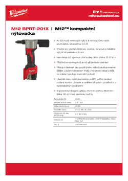 MILWAUKEE M12™ kompaktní nýtovačka 4933464405 A4 PDF
