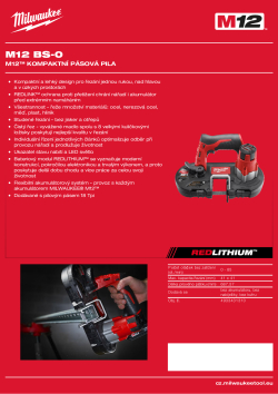 MILWAUKEE M12™ kompaktní pásová pila 4933431310 A4 PDF