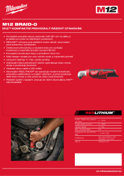 MILWAUKEE M12™  kompaktní pravoúhlý rázový utahovák 4933451247 A4 PDF