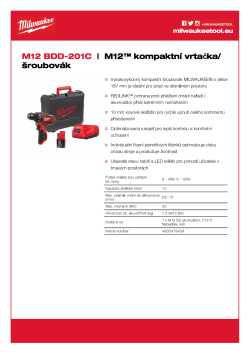 MILWAUKEE M12™ subkompaktní vrtací šroubovák 4933479439 A4 PDF