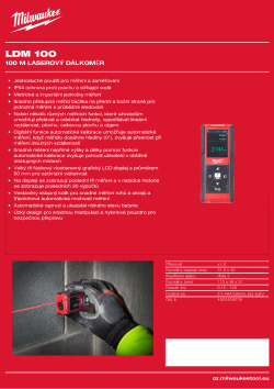 MILWAUKEE 100 m laserový dálkoměr 4933459278 A4 PDF