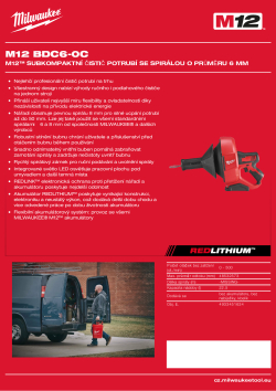 MILWAUKEE M12™ subkompaktní čistič potrubí se spirálou o průměru 6 mm 4933451634 A4 PDF