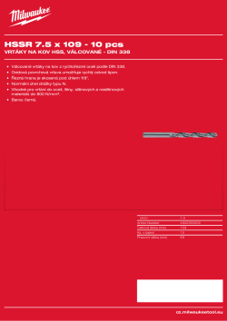 MILWAUKEE HSS DIN 338 Rollforged Drill Bits With Reduced Shank 4932363509 A4 PDF