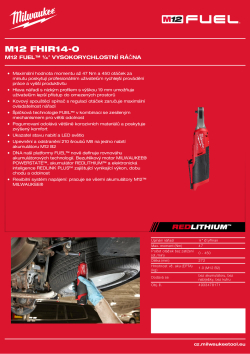 MILWAUKEE M12 FUEL™ ¼″ vysokorychlostní ráčna 4933478171 A4 PDF