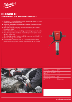 MILWAUKEE 25 kg demoliční kladivo 28 mm HEX 4933471685 A4 PDF