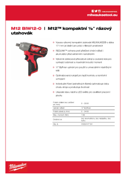 MILWAUKEE M12™ kompaktní 1/2˝ rázový utahovák 4933447134 A4 PDF