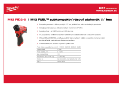 MILWAUKEE M12 FUEL™ subkompaktní rázový utahovák ¼″ hex 4933479876 A4 PDF