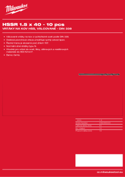 MILWAUKEE HSS DIN 338 Rollforged Drill Bits With Reduced Shank 4932363449 A4 PDF