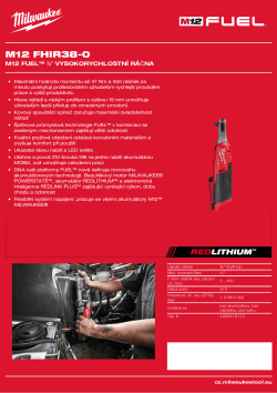 MILWAUKEE M12 FUEL™ ⅜″ vysokorychlostní ráčna 4933478172 A4 PDF