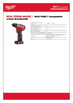 MILWAUKEE M12 FUEL™ subkompaktní vrtací šroubovák 4933479875 A4 PDF
