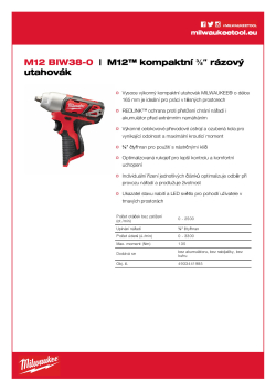 MILWAUKEE M12™ kompaktní ⅜″ rázový utahovák 4933441985 A4 PDF