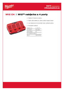 MILWAUKEE M12™ nabíječka s 4 porty 4932430554 A4 PDF