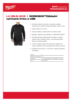 MILWAUKEE WORKSKIN™ základní vyhřívané tričko s USB 4933478081 A4 PDF