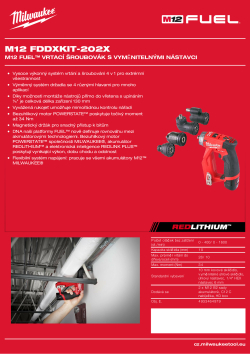 MILWAUKEE M12 FUEL™ vrtací šroubovák s vyměnitelnými nástavci 4933464979 A4 PDF