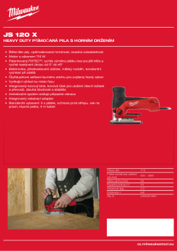 MILWAUKEE Přímočará pila Heavy Duty s horním držením 4933381680 A4 PDF