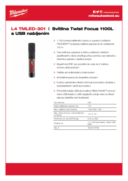 MILWAUKEE Svítilna Twist Focus 1100L s USB nabíjením 4933479769 A4 PDF