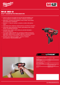 MILWAUKEE M12™ kompaktní šroubovák 4933441910 A4 PDF