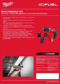 MILWAUKEE M12 FUEL™ vrtací šroubovák s vyměnitelnými nástavci 4933471332 A4 PDF