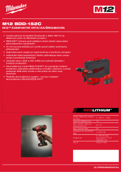 MILWAUKEE M12™ kompaktní vrtací šroubovák 4933451460 A4 PDF