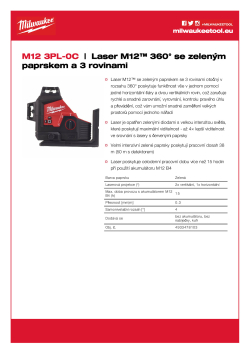 MILWAUKEE Laser M12™ 360° se zeleným paprskem se 3 rovinami 4933478103 A4 PDF