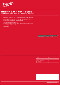 MILWAUKEE HSS DIN 338 Rollforged Drill Bits With Reduced Shank 4932363564 A4 PDF