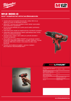 MILWAUKEE M12™ kompaktní vrtačka/šroubovák 4933441930 A4 PDF
