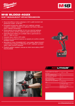 MILWAUKEE M18™ bezuhlíkový vrtací šroubovák 4933464559 A4 PDF