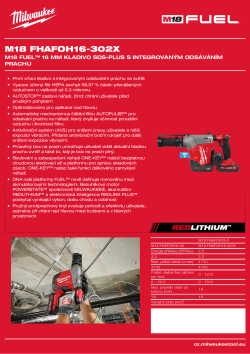 MILWAUKEE M18 FUEL™ 16 mm kladivo SDS-PLUS s integrovaným odsáváním prachu 4933493533 A4 PDF