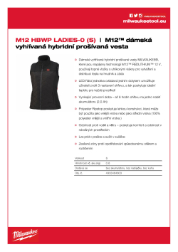 MILWAUKEE M12™ dámská vyhřívaná hybridní prošívaná vesta 4933464803 A4 PDF