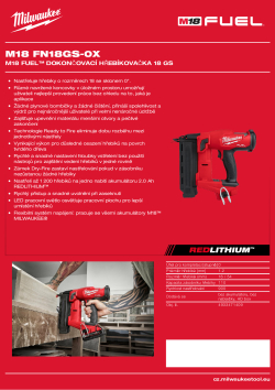 MILWAUKEE M18 FUEL™ Dokončovací hřebíkovačka 18 GA 4933471409 A4 PDF