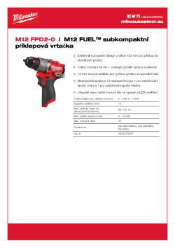 MILWAUKEE M12 FUEL™ subkompaktní příklepová vrtačka 4933479867 A4 PDF