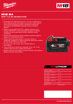 MILWAUKEE M18™ 4,0 Ah akumulátor 4932430063 A4 PDF