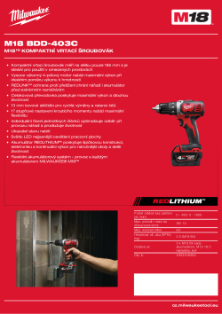 MILWAUKEE M18™ kompaktní vrtací šroubovák 4933448362 A4 PDF
