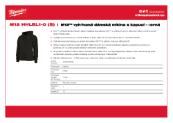 MILWAUKEE M12™ vyhřívaná dámská mikina s kapucí – černá 4932480090 A4 PDF