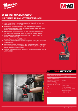 MILWAUKEE M18™ bezuhlíkový vrtací šroubovák 4933464515 A4 PDF