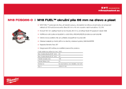 MILWAUKEE M18 FUEL™ okružní pila 66 mm na dřevo a plast 4933472163 A4 PDF