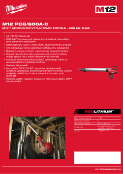 MILWAUKEE M12™ kompaktní vytlačovací pistole – 600 ml tuba 4933441786 A4 PDF